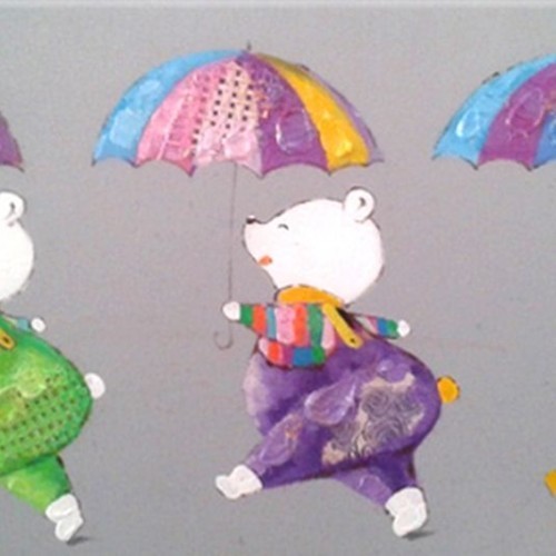 Мишки с зонтиками 608